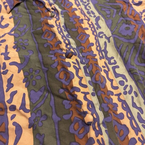 Vintage K Arnold Size L Silk Shirt Button-Up All Over Print Top Women's - Picture 5 of 8